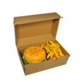 Krabica na hamburger pap.19x13x11cm vlnitá lepenka (50ks)+obloha HNEDÉ