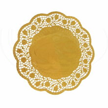 Dekoračná krajka okrúhla zlatá Ø36cm (4ks)