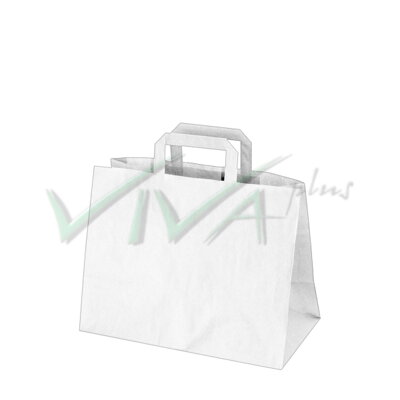 Papierové tašky 32 + 16 x 27 cm biele (50 ks)