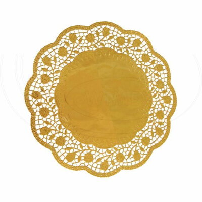 Dekoračná krajka okrúhla zlatá Ø32cm (4ks)