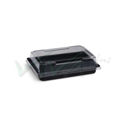 Miska na Sushi (PET) čierna 163 x 113 x 17 mm + viečko (500 sád)