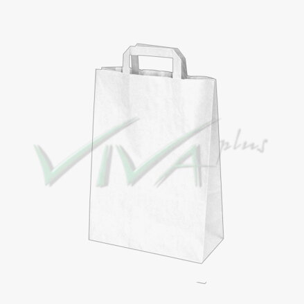 Papierové tašky 22 + 10 x 28 cm biele (50 ks)