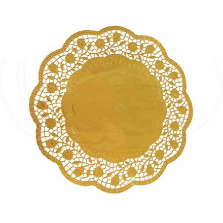 Dekoračná krajka okrúhla zlatá Ø30cm (4ks)