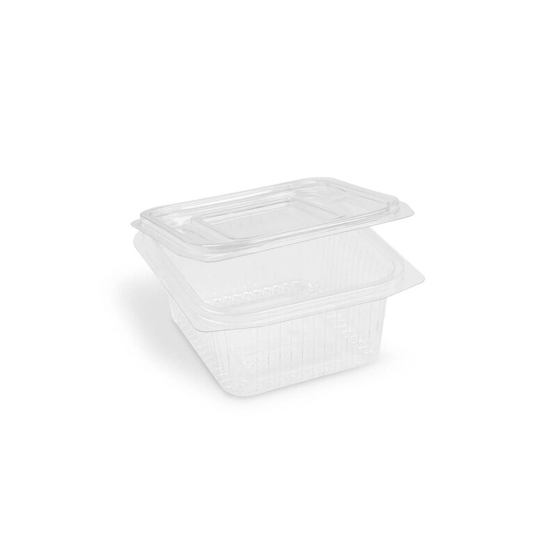 Miska hranatá priehľadná s viečkom (rPET) 125x143x56mm 500ml. (50ks)
