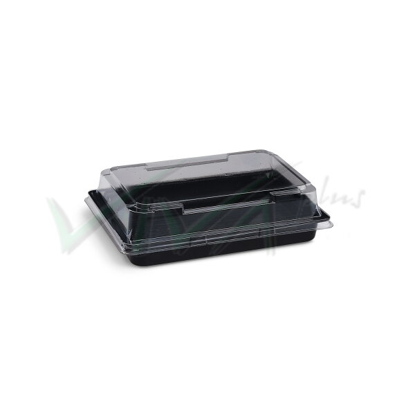 Miska na Sushi (PET) čierna 163 x 113 x 17 mm + viečko (500 sád)