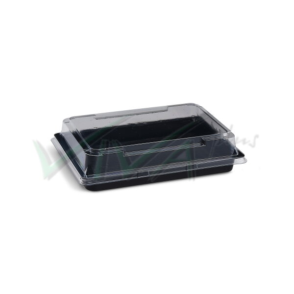 Miska na Sushi (PET) čierna 185 x 127 x 20 mm + viečko (400 sád)