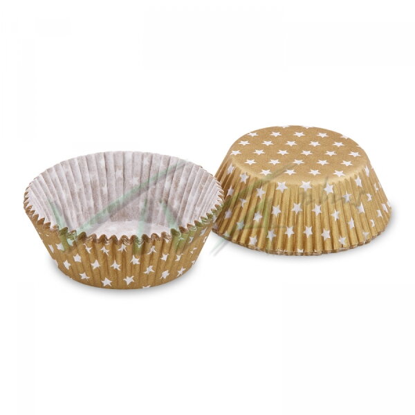 Cukrárenský košíček Hviezdy zlato/biely Ø 50 x 30mm (40ks)